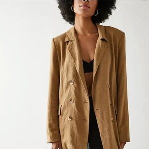 Free People Olivia Blazer Linen Size Large Color Bronze Size Large